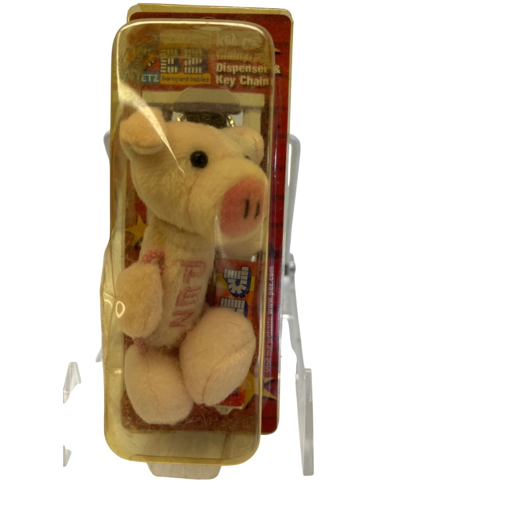 VTG PEZ Pig Plush Candy Dispenser & Keychain Barnyard Buddies NIB Y2K
